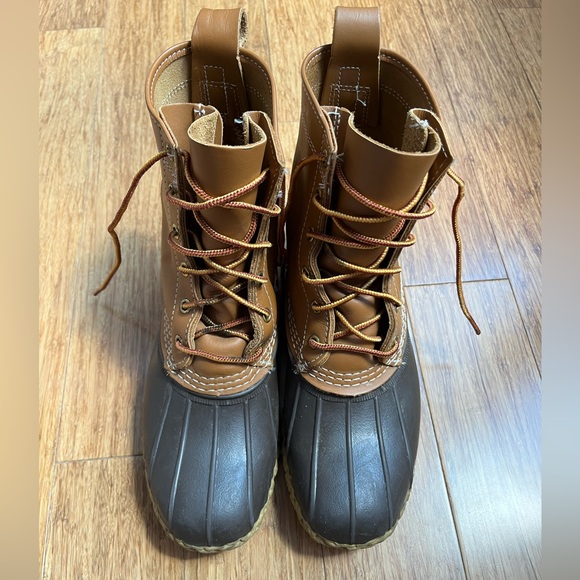 LL Bean Maine Bean Boots Hunting Duck Rain Boots Sz 8 Tan brown 8” - Picture 2 of 8